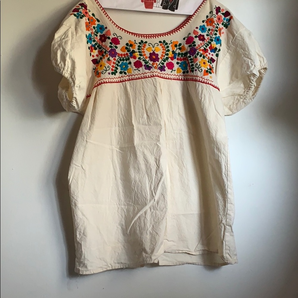 Authentic hand embroidered Mexican blouse